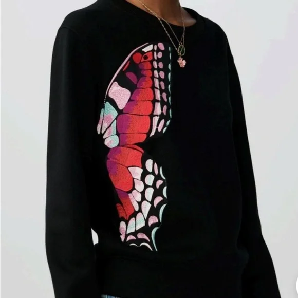 Maje Theophile Butterfly Embroidered Sweatshirt, size L, NWOT - Picture 2 of 7